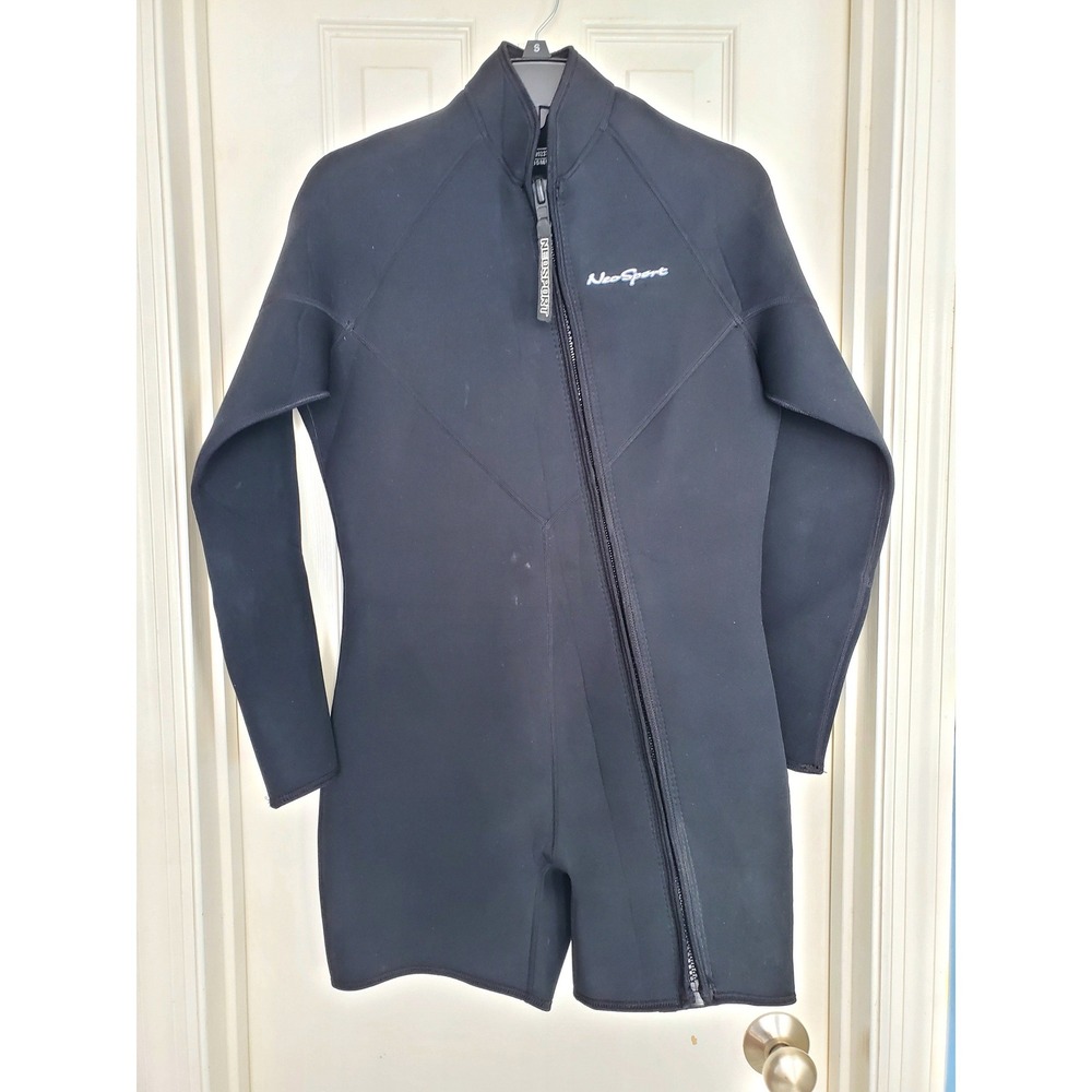 NeoSport Wetsuit Shorty Black 3mm Neoprene Front Zip Scuba Diving S635MF Size M